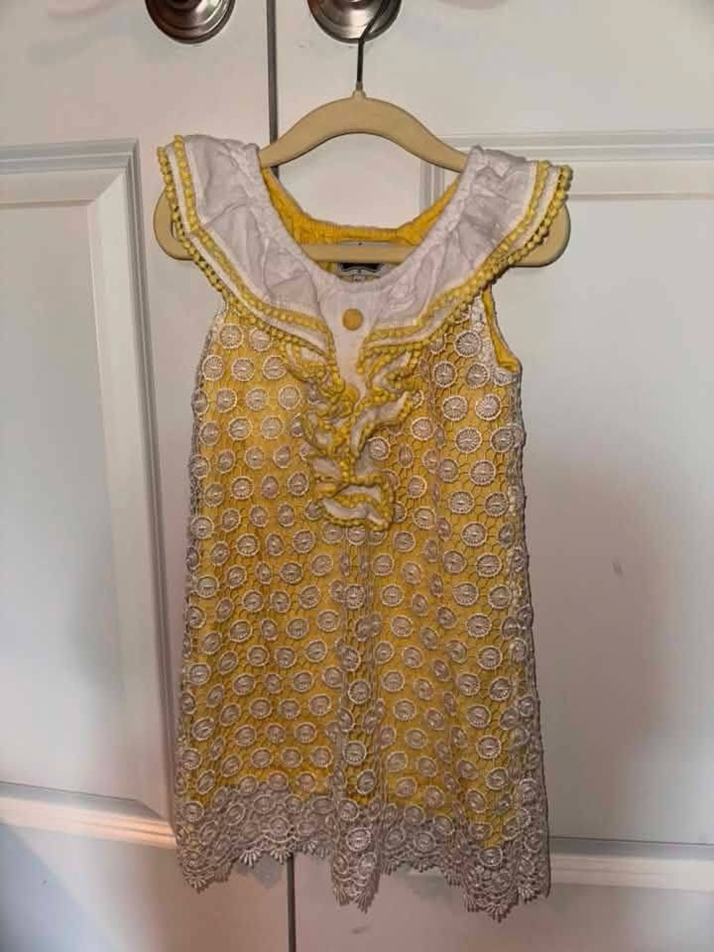 Mud Pie Yellow and White Lace Overlay Girls' Dress